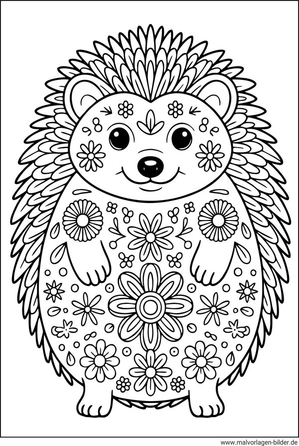 Igel Ausmalbild mit Muster