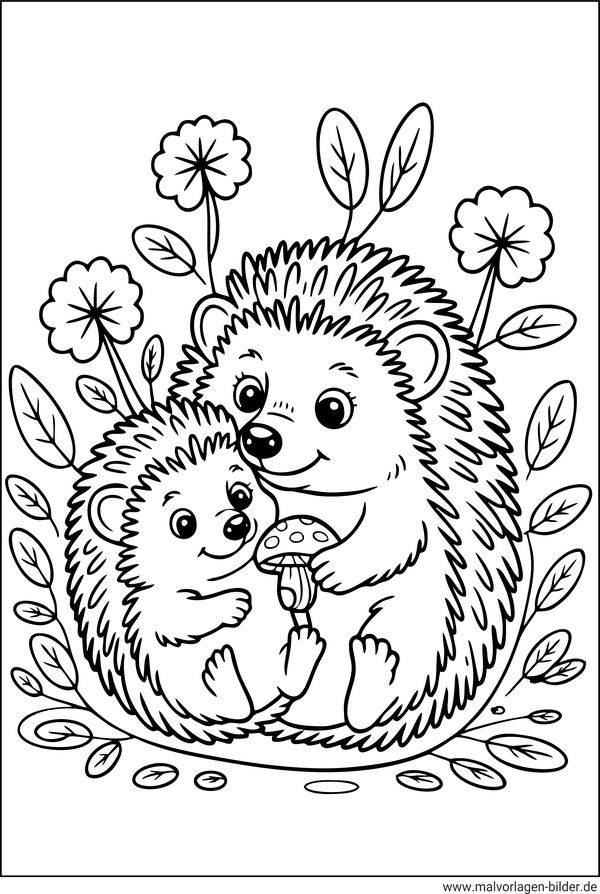 Igelbaby und Mama Ausmalbild