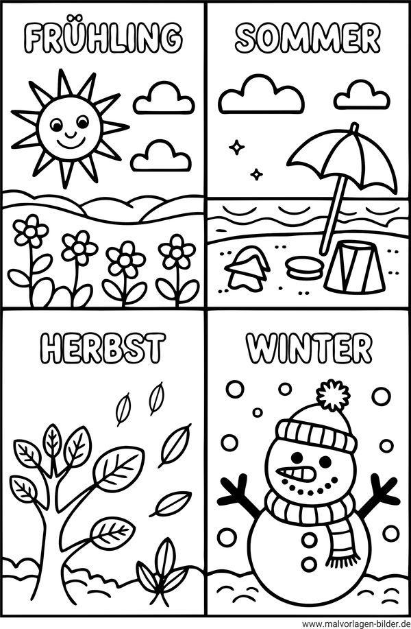 Die vier Jahreszeiten Ausmalbild