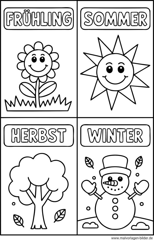 Jahreszeiten Ausmalbild Kinder ab 3 Jahren