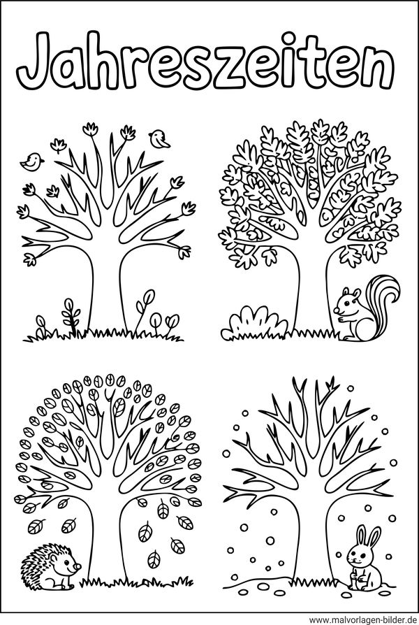 Jahreszeiten Baum Ausmalbild
