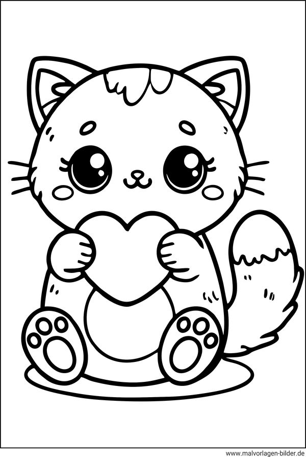 Katze Herz Malvorlage