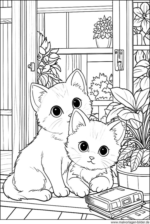 Katzenbabys Ausmalbild für Erwachsene