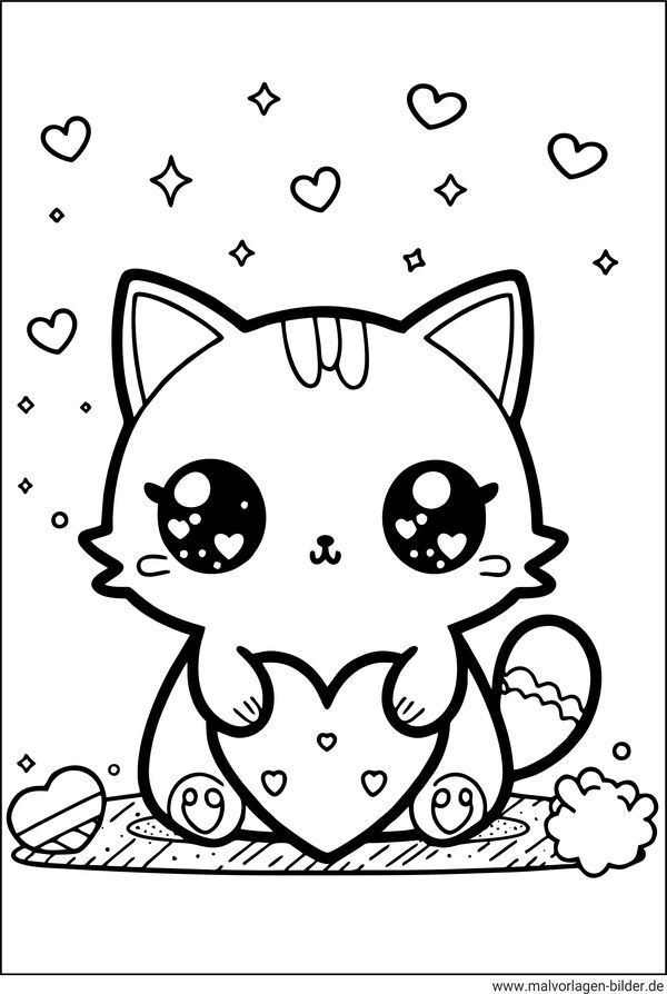 Kawaii Katze Malvorlage kostenlos