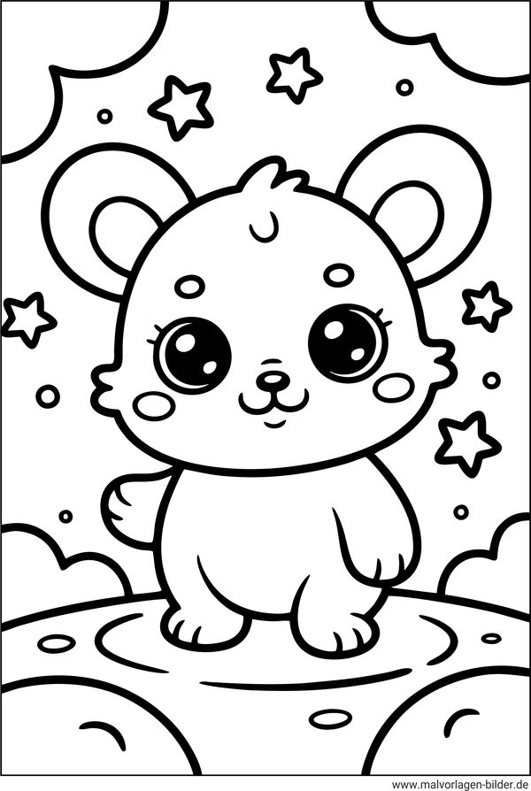 Kawaii Bär Ausmalbild