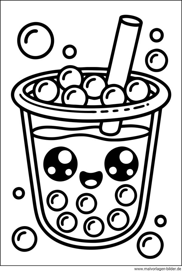 Kawaii Bubble Tea Ausmalbild