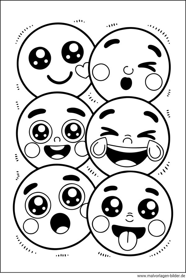 Kawaii Emojis Ausmalbild