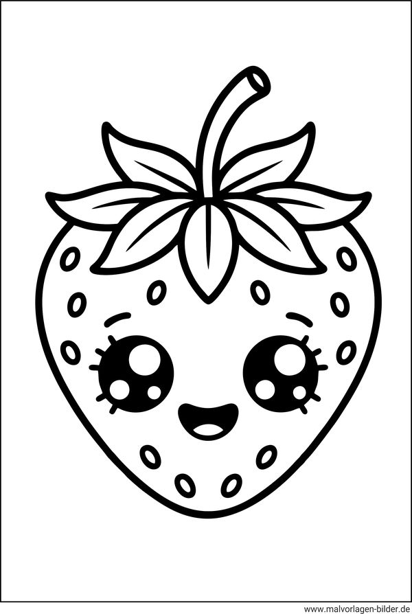 Kawaii Erdbeere Ausmalbild kostenlos
