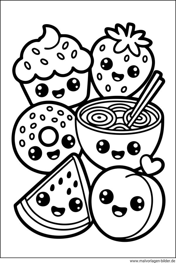 Kawaii Essen Ausmalbild