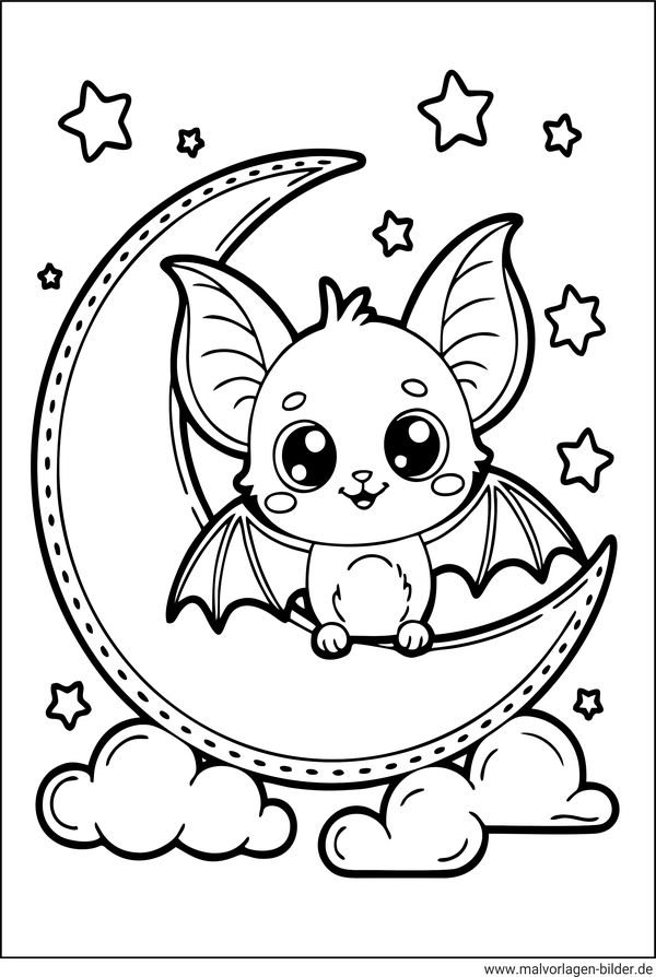 Kawaii Fledermaus Ausmalbild