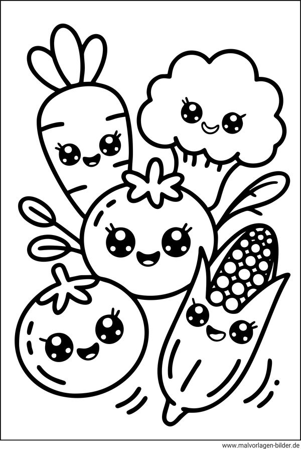 Kawaii Gemüse Ausmalbild