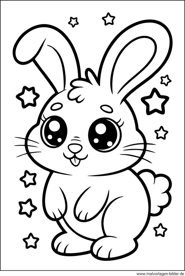Kawaii Hase niedlich Ausmalbild