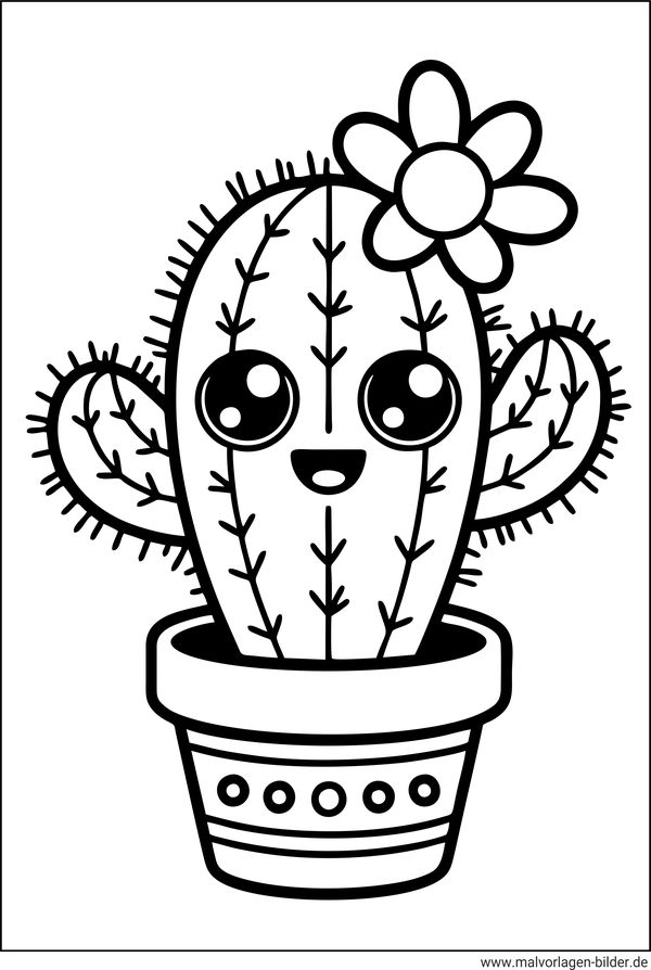 Kawaii Kaktus Ausmalbild
