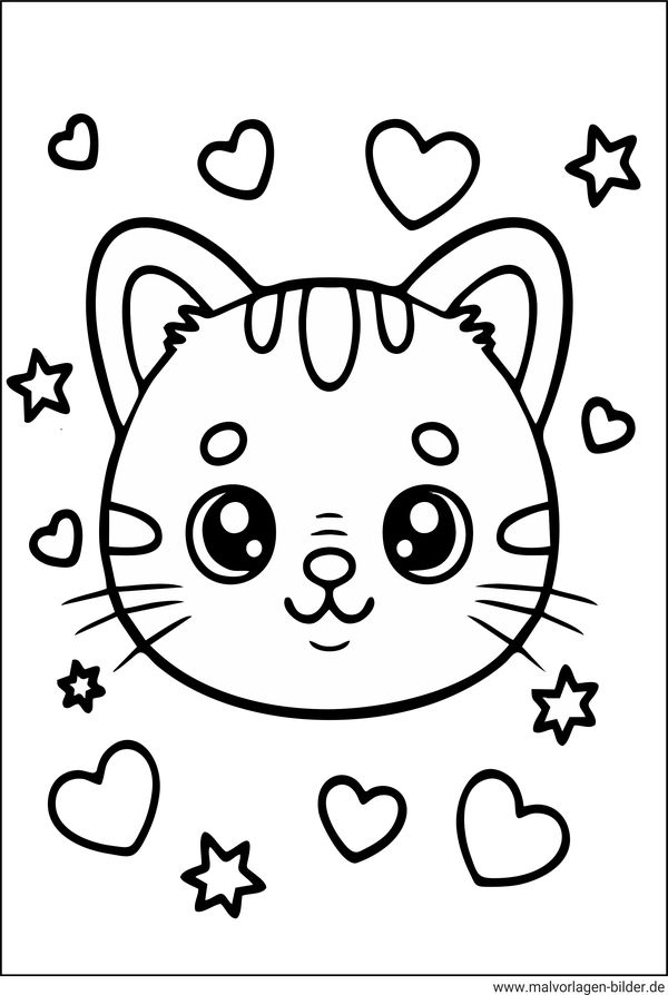 Kawaii Katze Ausmalbild kostenlos
