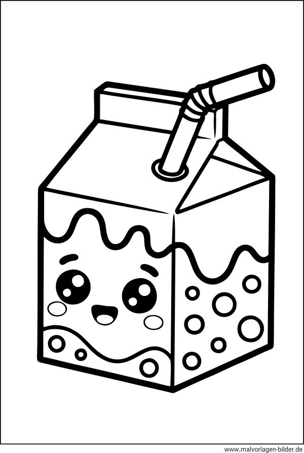 Kawaii Milchtüte Ausmalbild