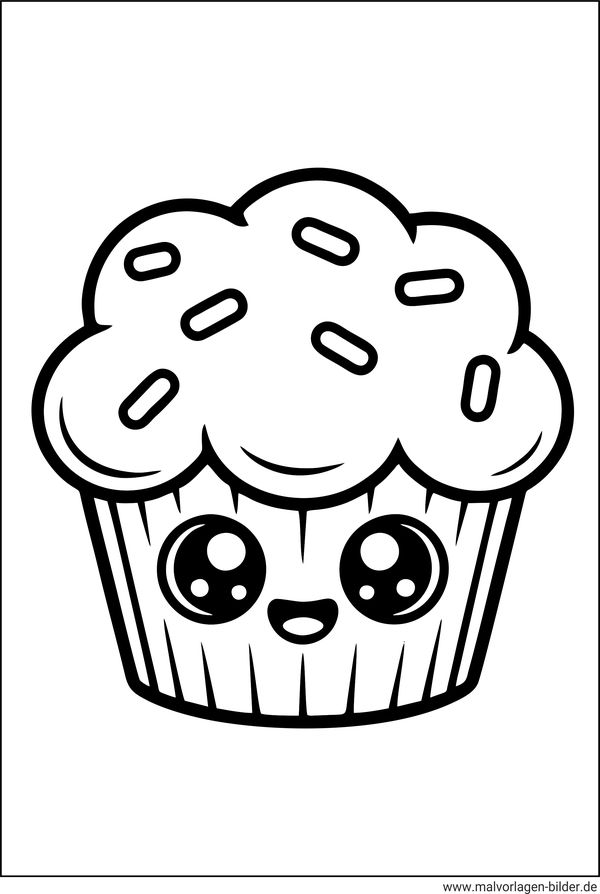 Kawaii Muffin Ausmalbild