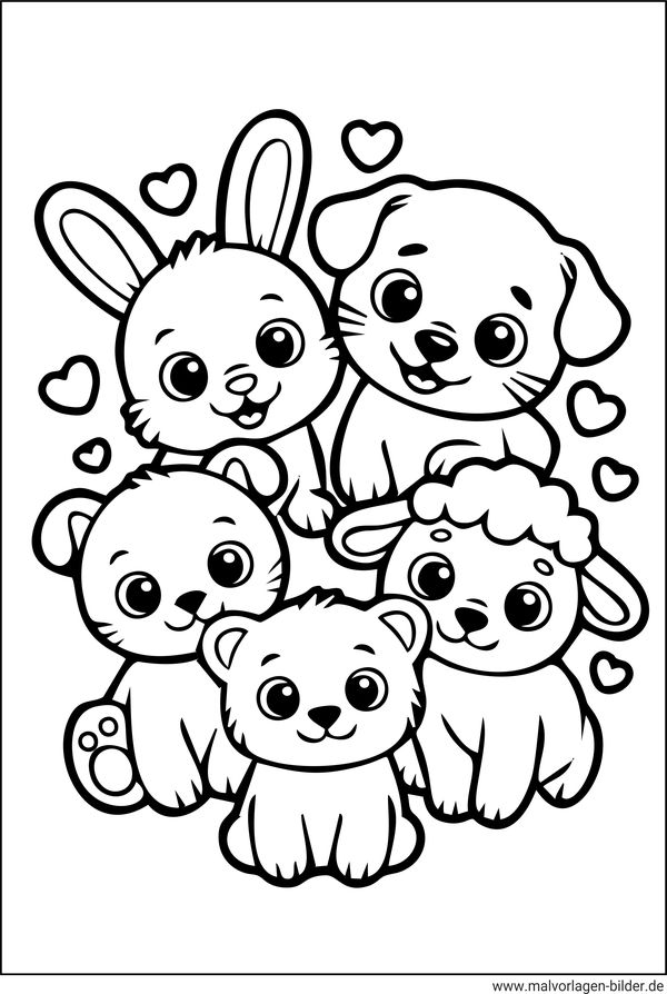 Kawaii niedliche Tiere Malvorlage