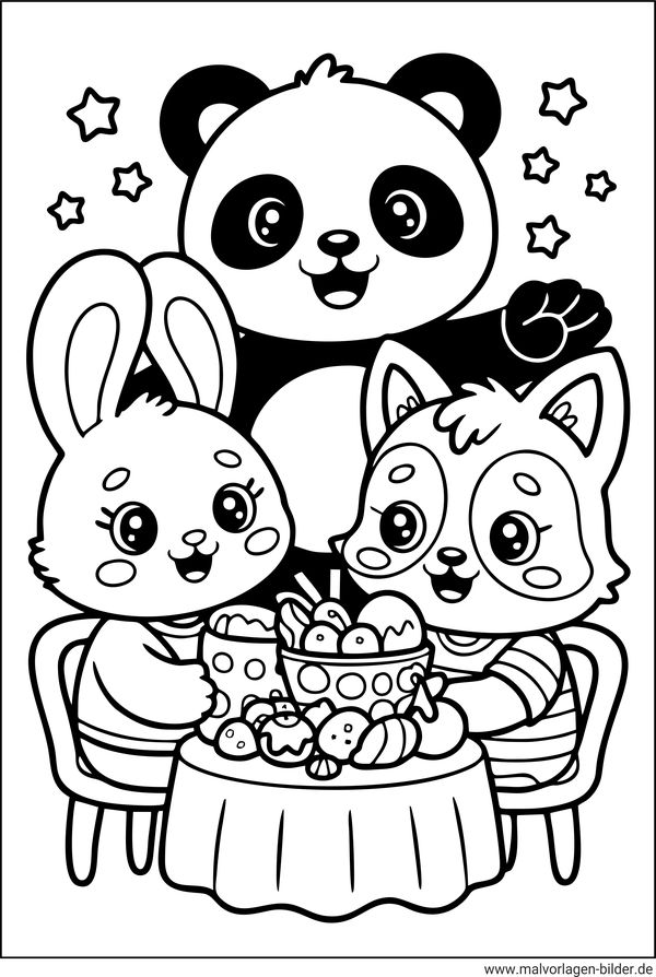 Kawaii Tiere Panda Hase Fuchs