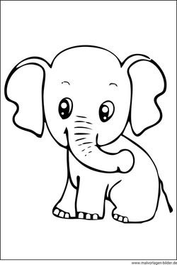 Elefant Ausmalbild für Kinder zum Ausmalen