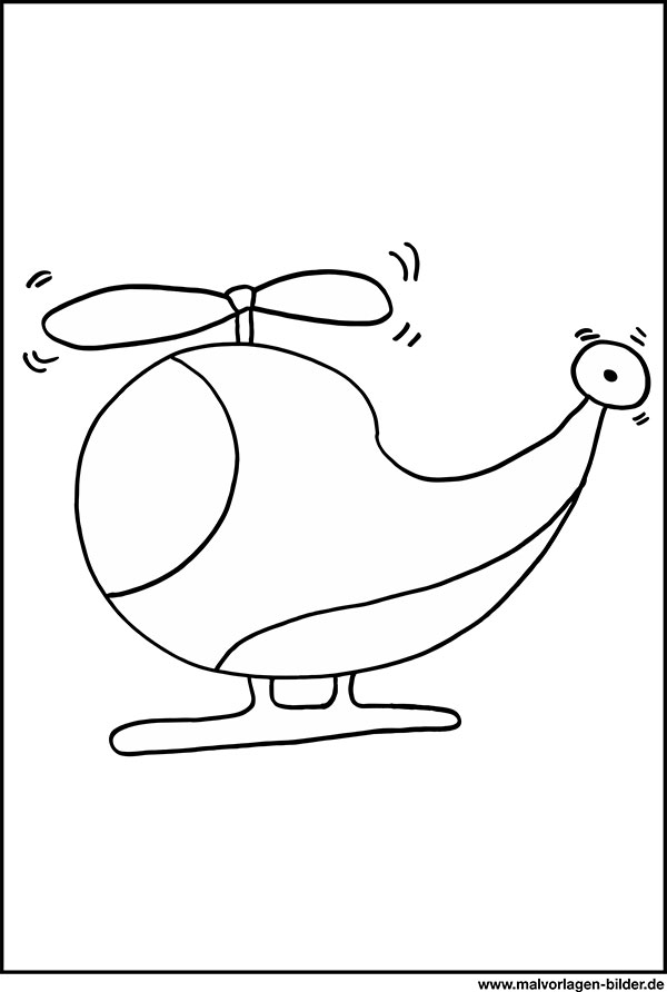 Hubschrauber Ausmalbild für Kinder einfach