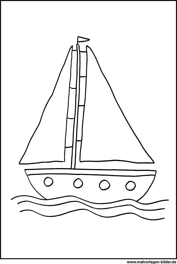 Segelboot Ausmalbild für Kindergarten Kinder