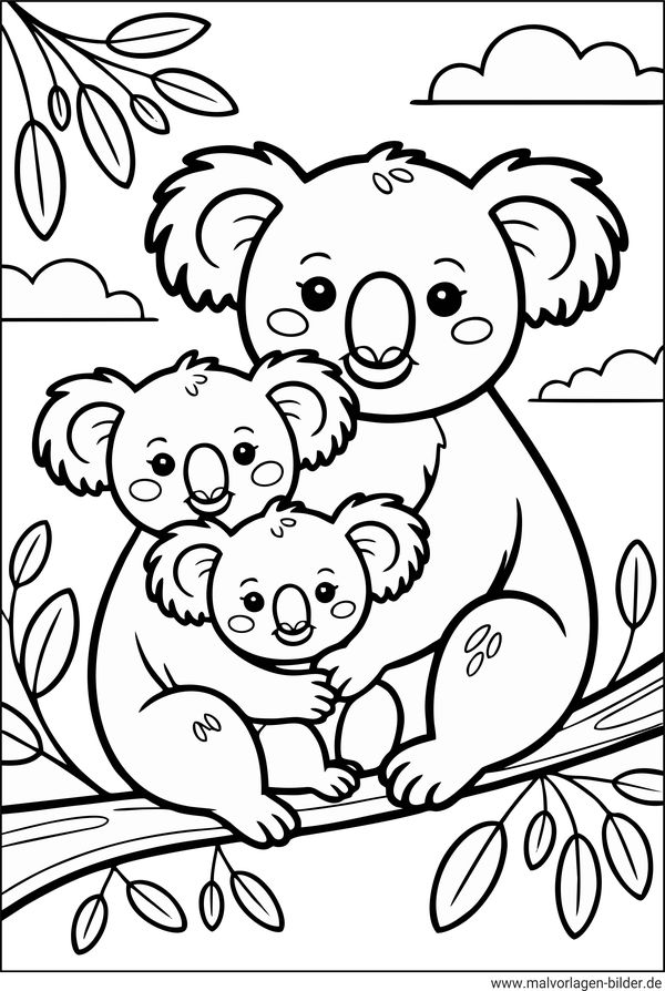 Koala Familie Ausmalbild