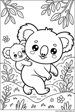 Koala Mama und Baby Ausmalbild kostenlos drucken und ausmalen