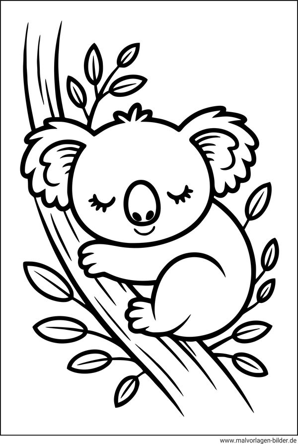 Koala schläft Ausmalbild