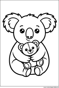 Koala und Teddybär Ausmalbil für Kinder zum Ausmalen