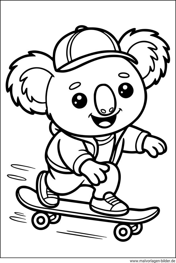 Koalabär beim Skating Ausmalbild