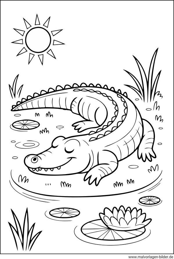 Krokodil schläft Ausmalbild