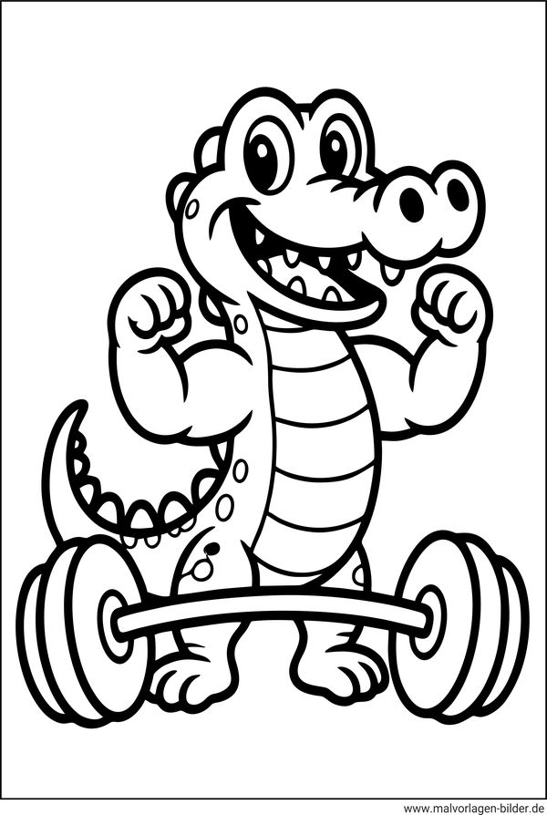 Starkes Krokodile Comic-Ausmalbild
