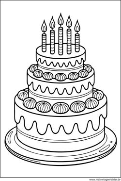 Ausmalbild Geburtstagstorte Kerzen zum Ausmalen