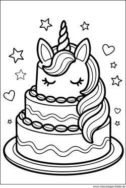 Einhornkuchen Ausmalbild ausdrucken