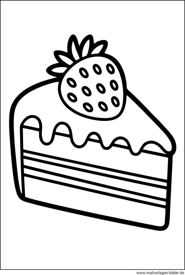 Erdbeerkuchen Ausmalbild