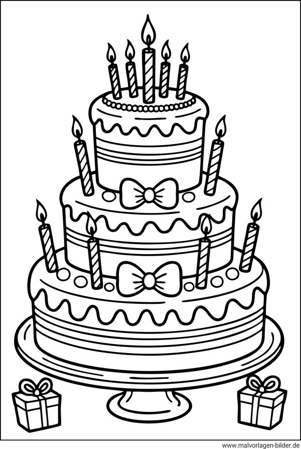 Geburtstagstorte Ausmalbild für Kinder