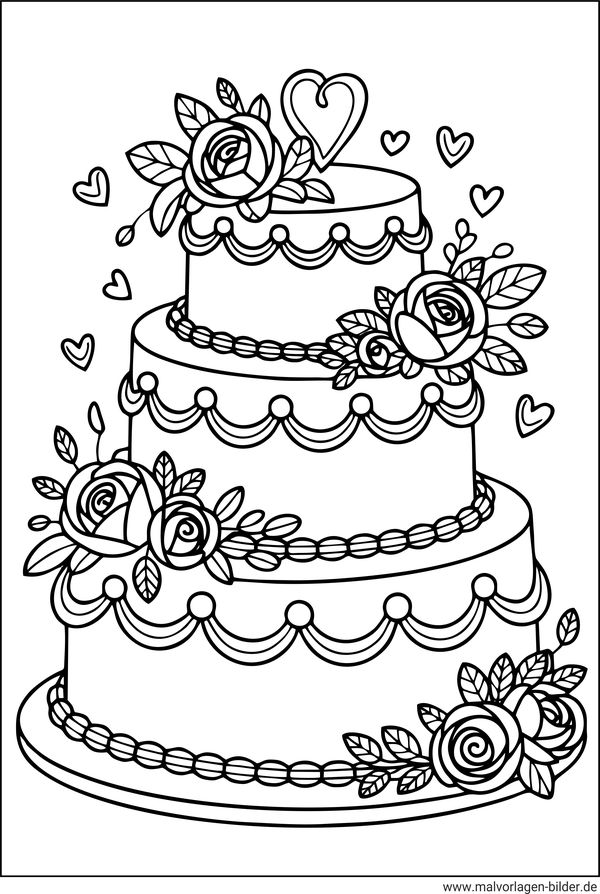 Hochzeitstorte Ausmalbild