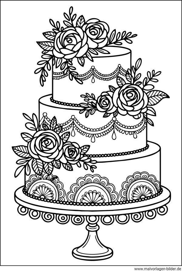 Hochzeitstorte Malvorlage für Erwachsene