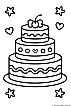 Kuchen einfaches Ausmalbild für Kinder