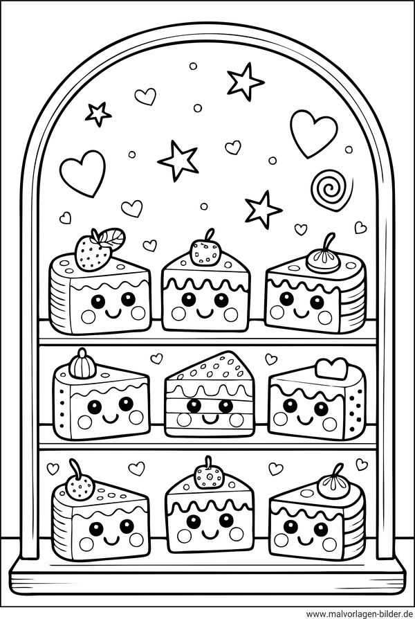 Kuchenstücke Ausmalbild