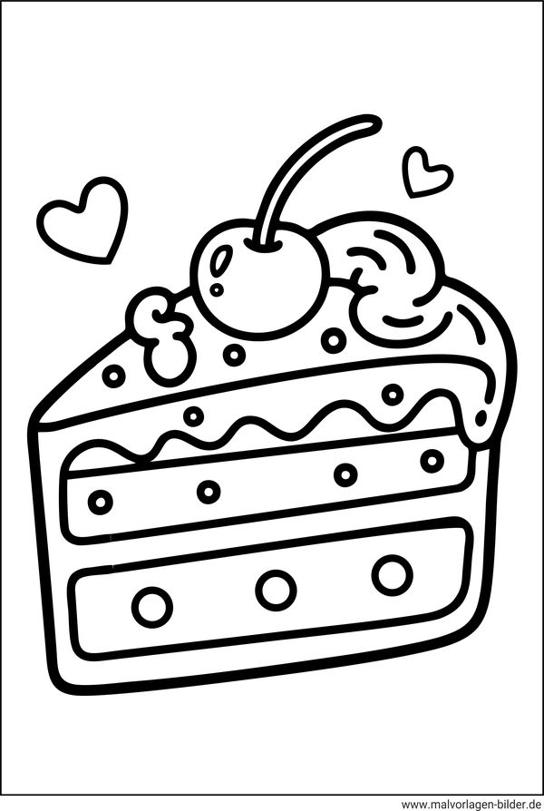 Stück Kirschkuchen Ausmalbild