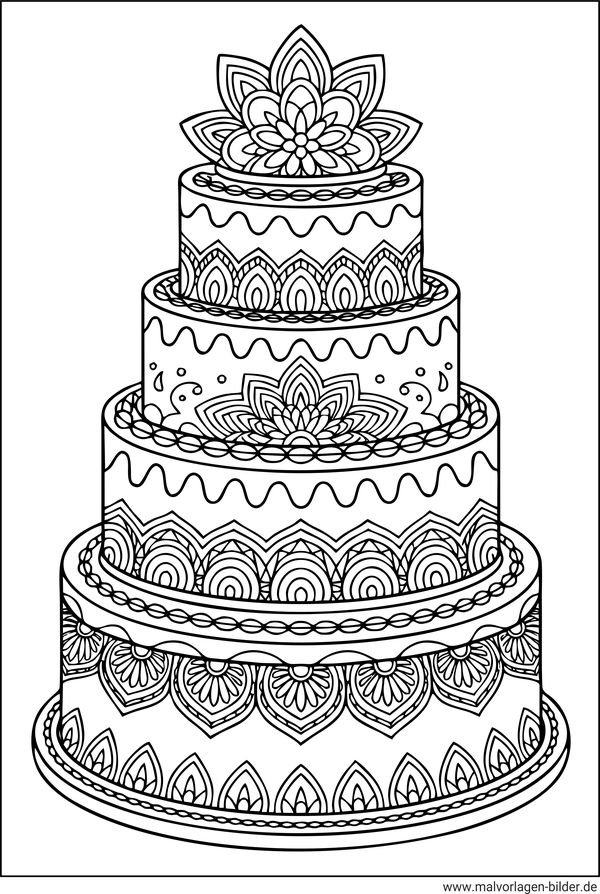 Torte Ausmalbild für Erwachsene