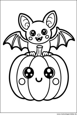 Kürbis Fledermaus Ausmalbild für Kinder