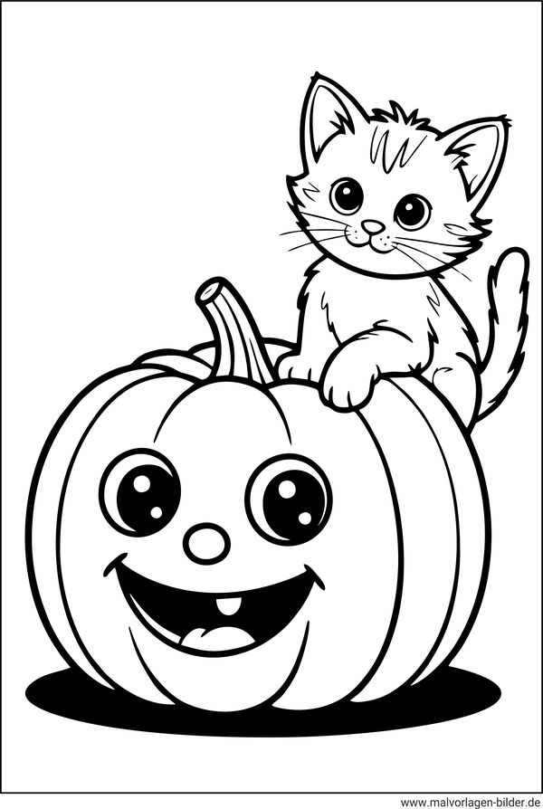 Kürbis Katze Ausmalbild