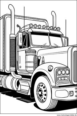 Ausmalbild LKW US-Truck