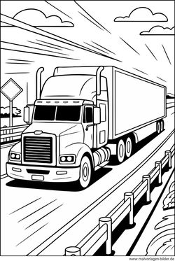 Gratis Ausmalbild LKW mit Anhänger ausdrucken