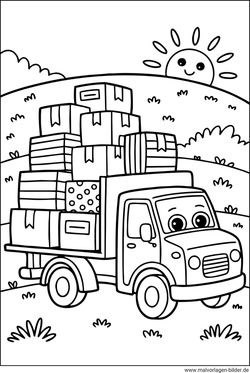 Lastwagen mit Kisten Malvorlage