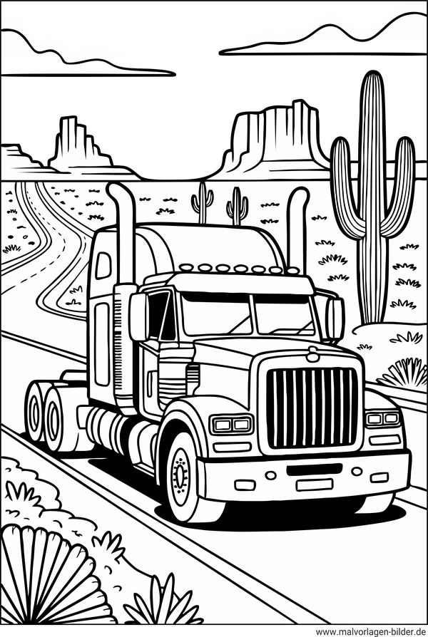 LKW in Amerika Ausmalbild