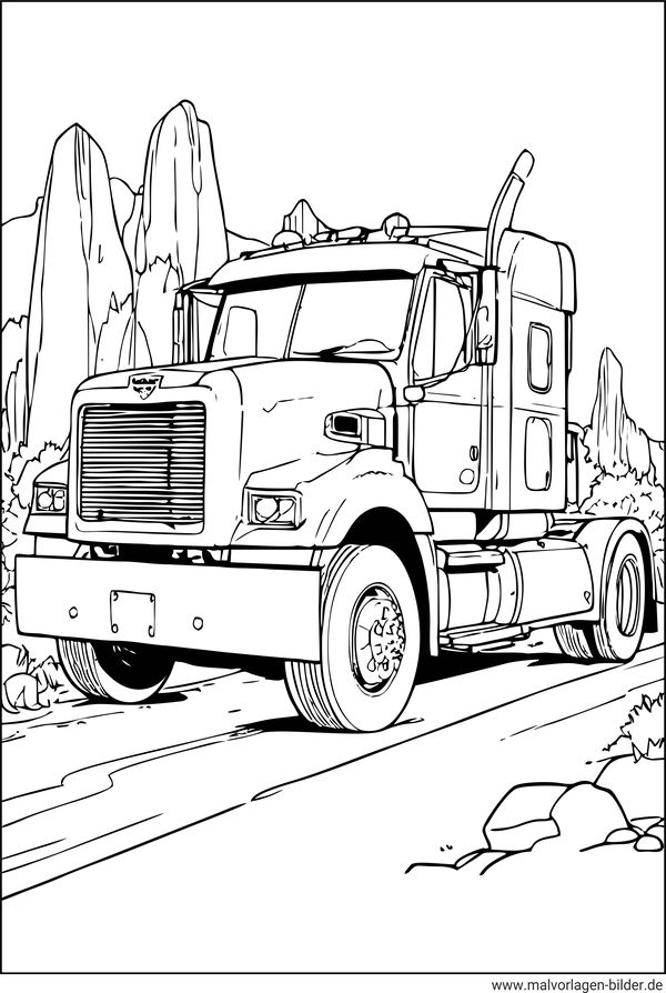 LKW Ausmalbild ab 12 Jahren