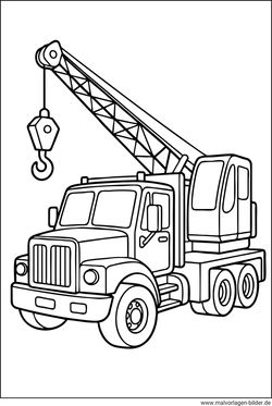 LKW mit Kran Ausmalbild